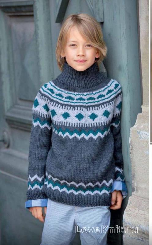 30 схем для вязания свитеров с круглой жаккардовой кокеткой - вязание спицами - в копилку мастериц