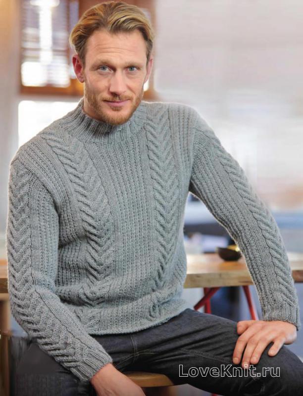 схемы мужских свитеров на спицах