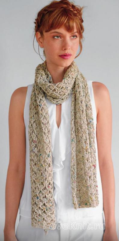 Красивый вязаный шарф спицами для начинающих