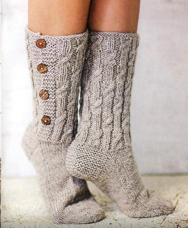 Красивые носки спицами с узором – 14 схем и описаний