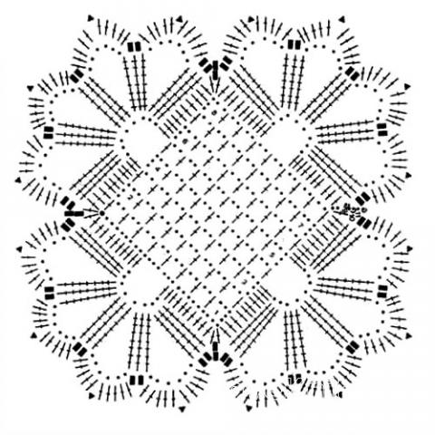 Описание вязания к вязание квадрата №3801 крючком