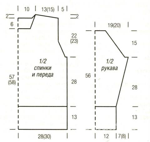 Схема вязания мужской пуловер с широкой планкой на талии раздел для мужчин мужские кофты спицами