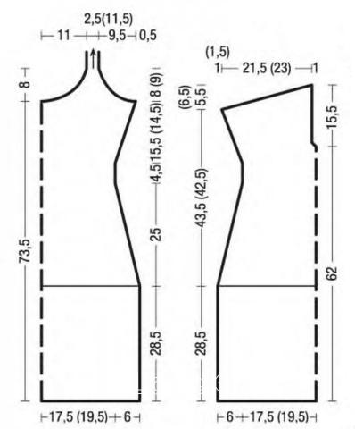 Схема вязания полосатое платье сарафан с открытой спиной и вырезом капля раздел вязание спицами для женщин платья, сарафаны для женщин