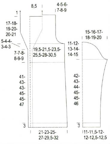Схема вязания длинный жакет с капюшоном и контрастной окантовкой раздел вязание спицами для женщин кофты спицами женские