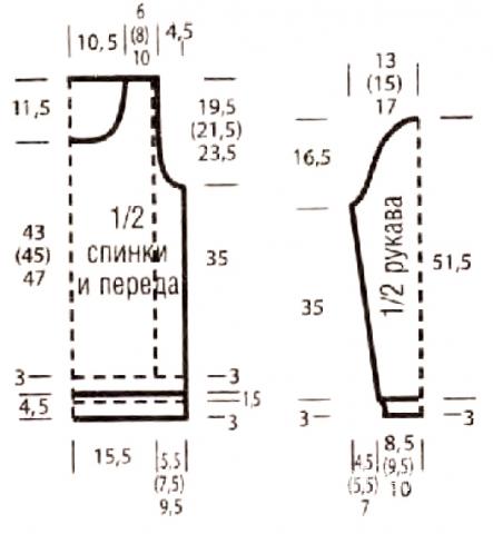 Схема вязания джемпер в полоску с укороченным передом раздел вязание спицами для женщин кофты спицами женские
