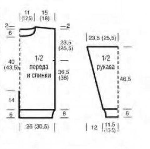 Схема вязания кофта с разрезом на спине раздел вязание спицами для женщин кофты спицами женские