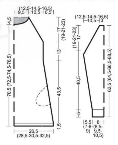 Схема вязания платье-пуловер с рельефным рисунком и высоким воротом  раздел вязание спицами для женщин кофты спицами женские