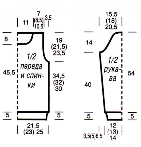 Схема вязания пуловер с большим воротником "хомут" раздел вязание спицами для женщин кофты спицами женские