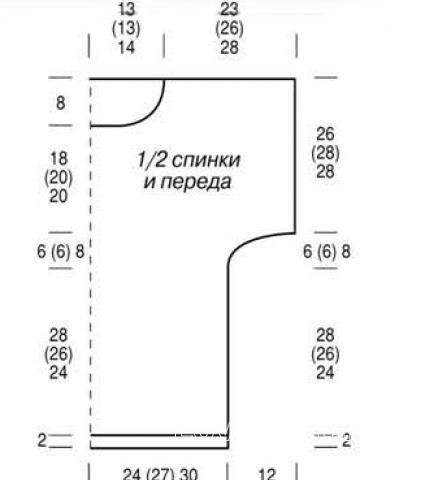 Схема вязания свободная туника с укороченными рукавами и открытыми плечами раздел вязание спицами для женщин кофты спицами женские