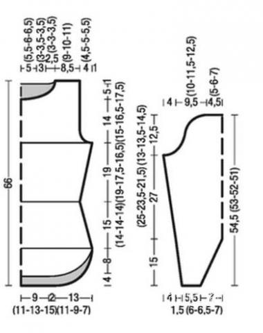 Схема вязания удлиненный пуловер с закругленными краями раздел вязание спицами для женщин кофты спицами женские