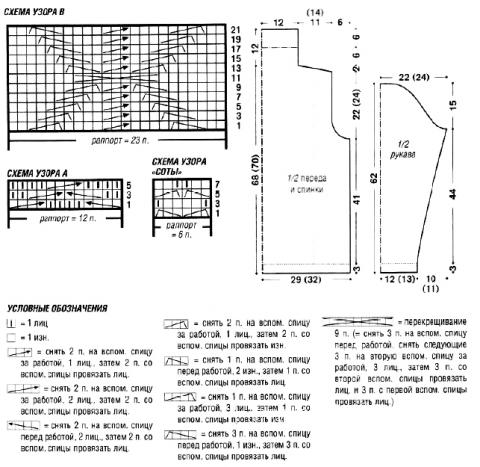Схема вязания узорчатый пуловер с воротником-стойкой раздел вязание спицами для женщин кофты спицами женские