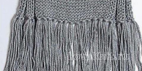 Схема вязания длинный теплый шарф с кистями раздел вязание спицами для женщин вязаные шарфы модные модели