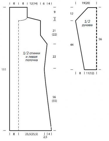 Схема вязания удлиненное пальто простого кроя раздел вязание спицами для женщин пальто