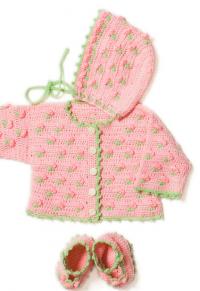 Как связать  детская кофточка (в комплекте с чепчиком и туфельками)