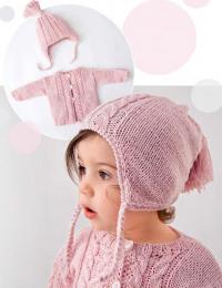 Как вязать детскую шапку с помпоном и жакет на пуговицах