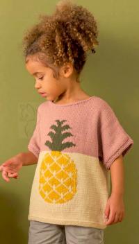 Как вязать двухцветный свитер с ананасами для детей