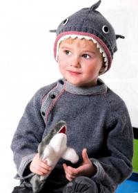 Как связать  детский джемпер и шапочка  «акула»