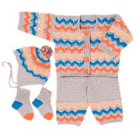 Как связать  детский костюм: жакет, штанишки, шапочка и носочки