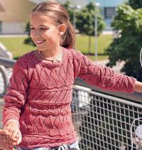 Как связать  детский пуловер с ажурными узорами