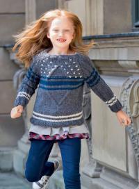 Как связать  детский пуловер с контрастными полосами