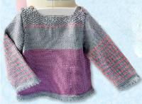 Как связать  детский пуловер с полосатыми рукавами