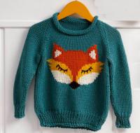 Как связать  детский пуловер с рисунком "лиса"
