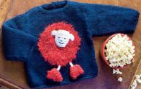 Как связать  детский синий пуловер с игрушкой (овечка)