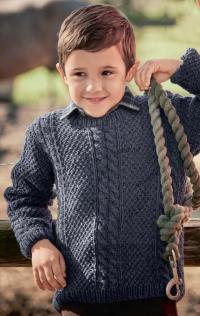 как связать классический пуловер с косами для мальчика