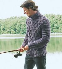 Как связать для мужчин мужской пуловер с узором "ромбы"