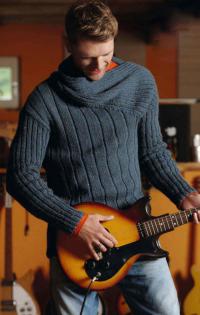 Как связать для мужчин мужской свитер с асимметричным вырезом горловины