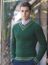 Как связать для мужчин мужской зеленый пуловер