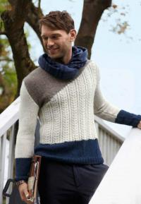 Как связать для мужчин стильный трехцветный пуловер для мужчины