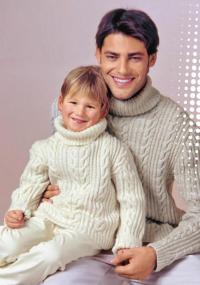 Как связать для мужчин свитеры с косами для папы и сына