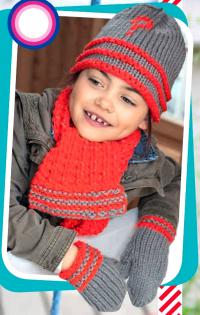 Как связать  шапочка, шарфик и варежки для ребенка