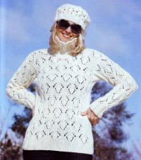 Как связать спицами белый ажурный свитер