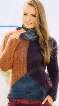 Как связать спицами цветной пуловер из мохера