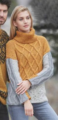 Как связать спицами цветной пуловер с рельефным узором