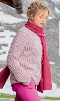 Как связать спицами нежно-розовый пуловер c сочетанием узоров