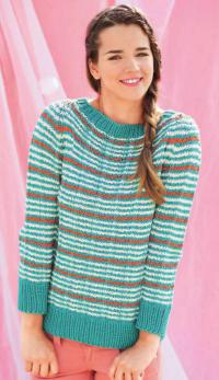 Как связать спицами полосатый свитер-реглан