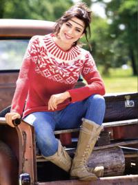 Как связать спицами пуловер с норвежским узором в бело-красной гамме