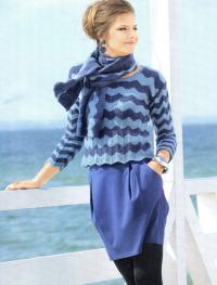 Как связать спицами пуловер и шарф с волнистым узором