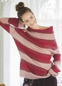 Как связать спицами пуловер с широким вырезом и полосами