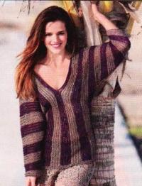 Как связать спицами пуловер с вырезом на спине