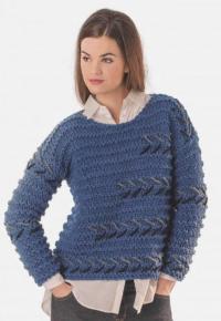 Как связать спицами пуловер с вышивкой и ребристым узором