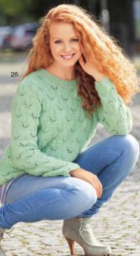 Как связать спицами пуловеры цвета нефрита и мяты