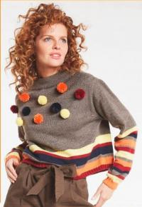 Как связать спицами широкий укороченный пуловер в полоску