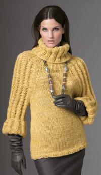 Как связать спицами свитер с большим воротником и объемными рукавами