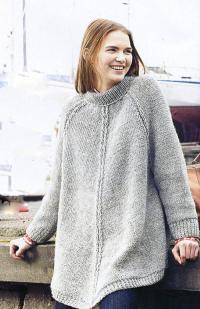 Как связать спицами удлиненный пуловер-пончо с рукавом реглан