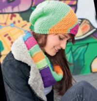 Как связать спицами разноцветный шарф-снуд