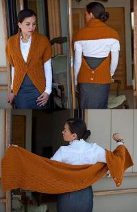 Как связать спицами шаль-трансформер с рельефным узором